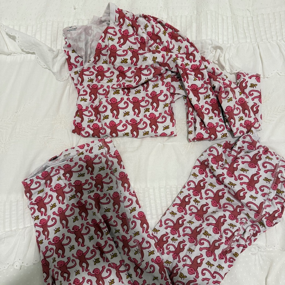 roller rabbit long sleeve pink monkeys